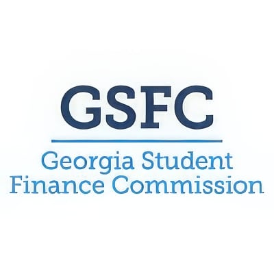 Logo with the letters "GSFC" in bold blue, and below it the words "Georgia Student Finance Commission" in light blue, all on a white background.